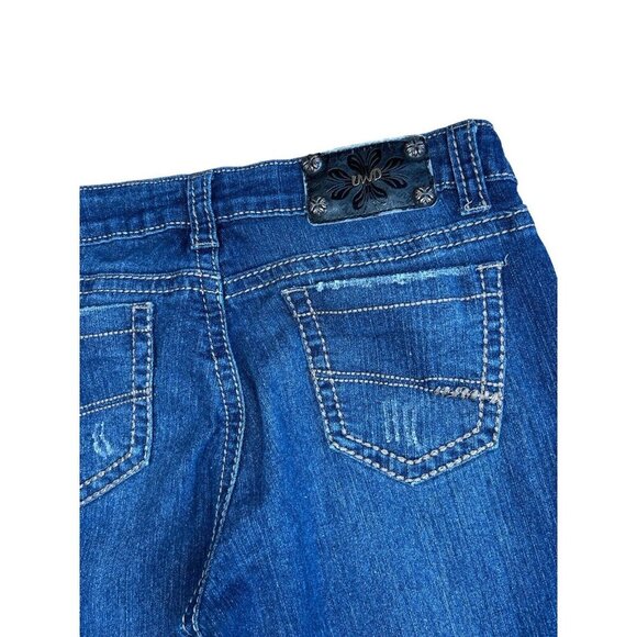 UWD Slim Skinny Distressed Blue Jeans Zip Fly Pockets Juniors Size 7 Mid Rise - Picture 5 of 6